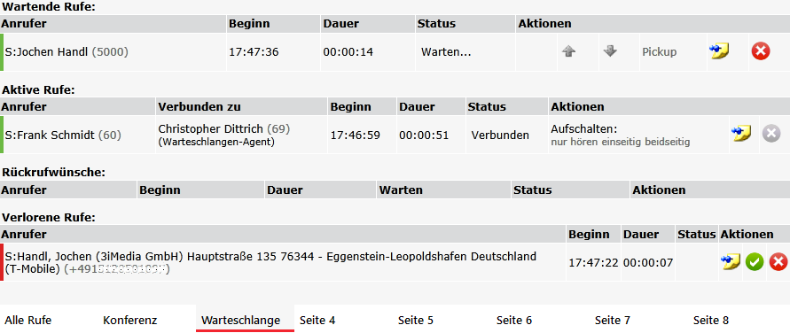 Übersicht Warteschlange