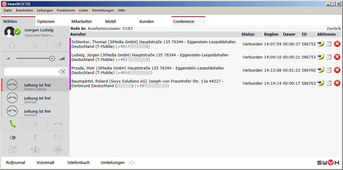 Übersicht aller Teilnehmer